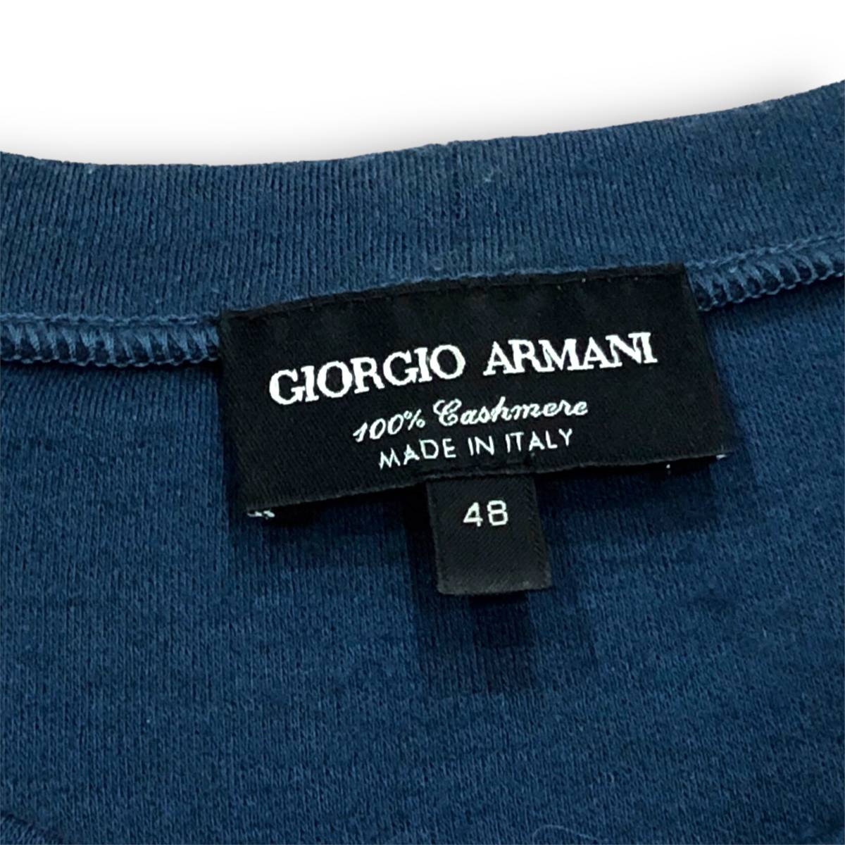 正規品　GIORGIO ARMANI ジョルジオアルマーニ カシミヤ100% 半袖ニット アルマーニ氏愛用 カシミヤTシャツ 48 イタリア製　定価173,000円_画像3