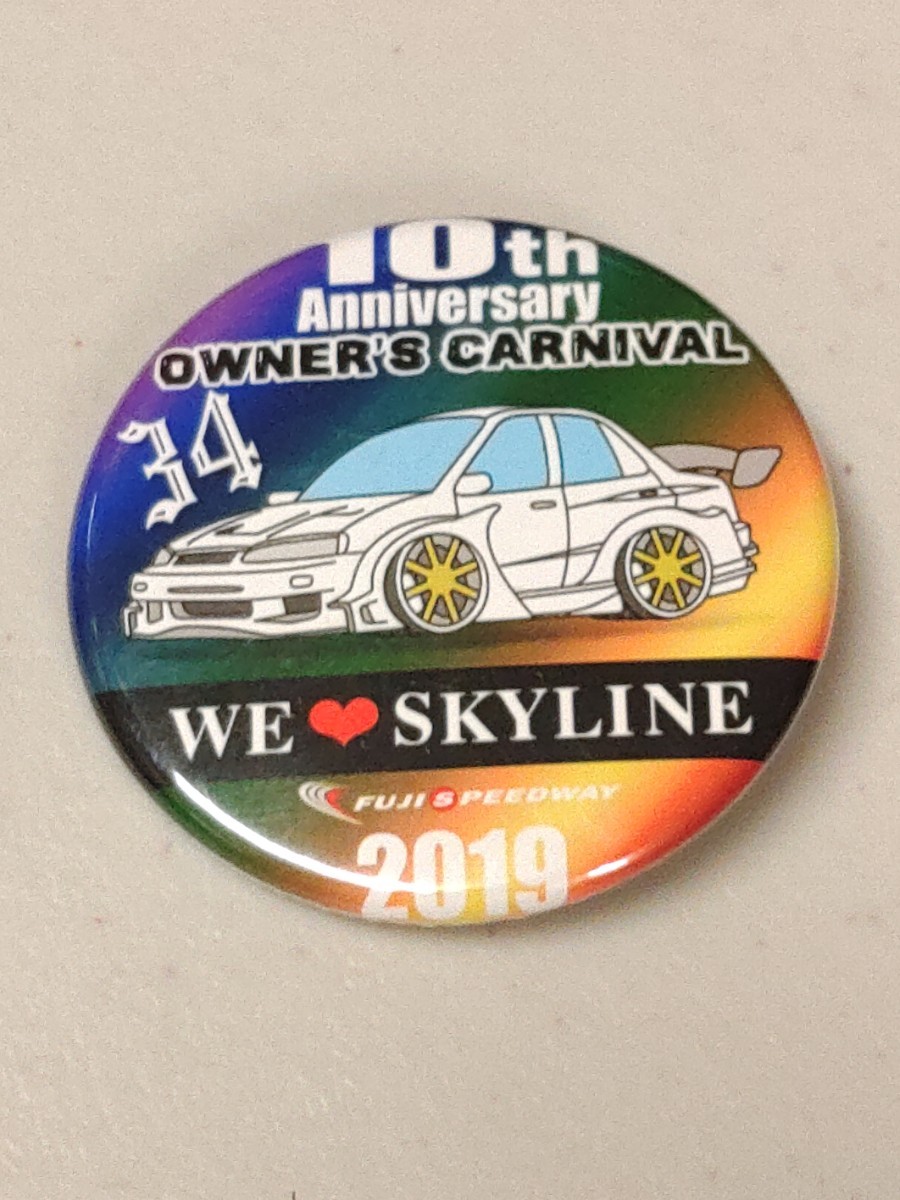 34祭　SKYLINE　缶バッチ　★　ER34　HR34　BNR34　★　Owners Carnival　★　のむけん　野村謙　URAS　ユーラス　スカイライン　_画像1