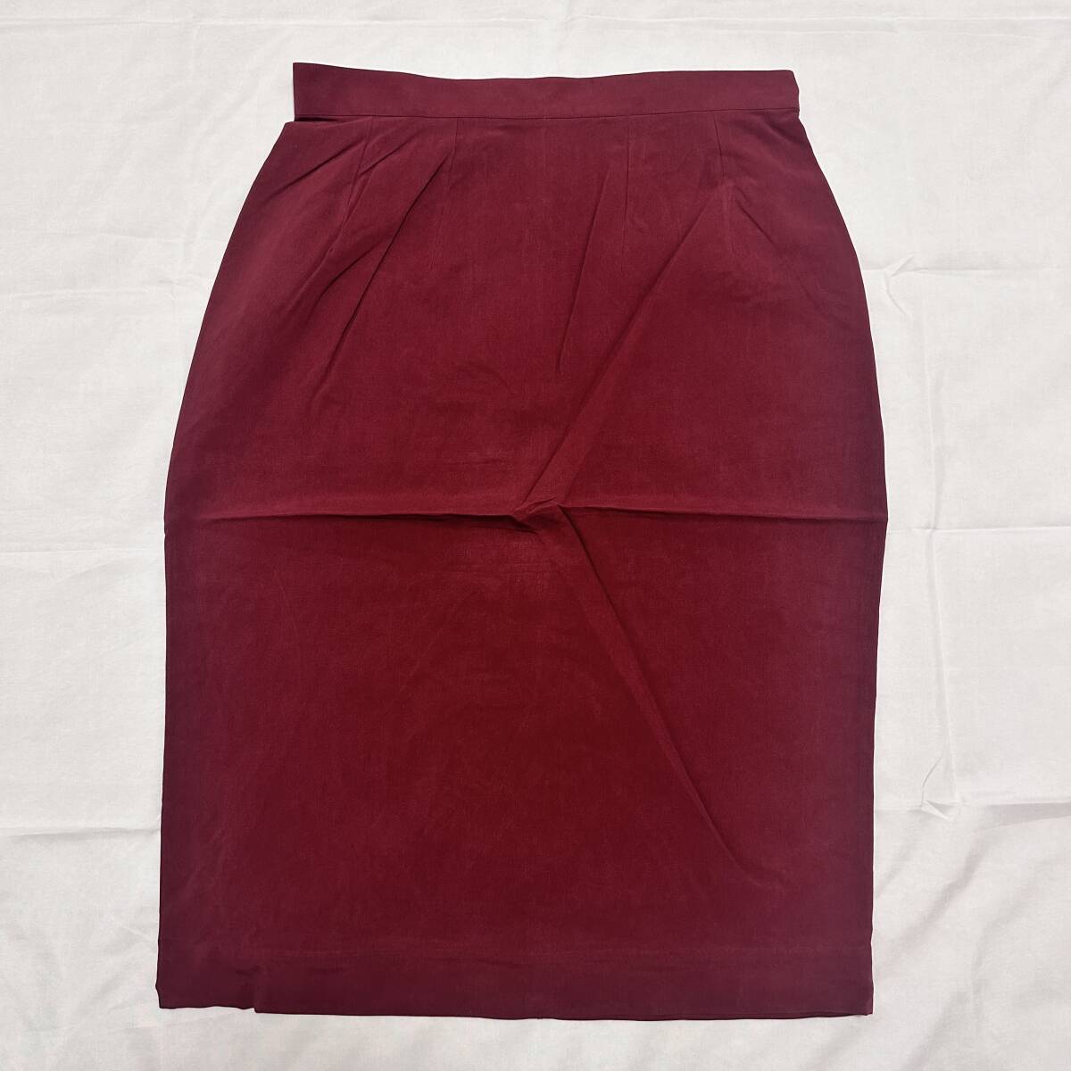 Jasmi Silk シルク100% 膝丈スカート ボルドー Lサイズ 110の画像3