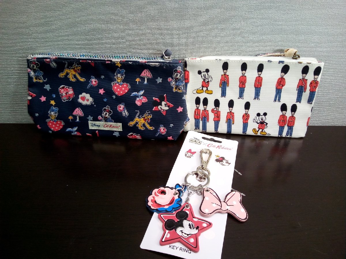 ディズニー 《未使用品あり》Cath Kidston コラボ バッグチャーム ポーチ 3点 ミッキーほか 4C68 【60】_画像1