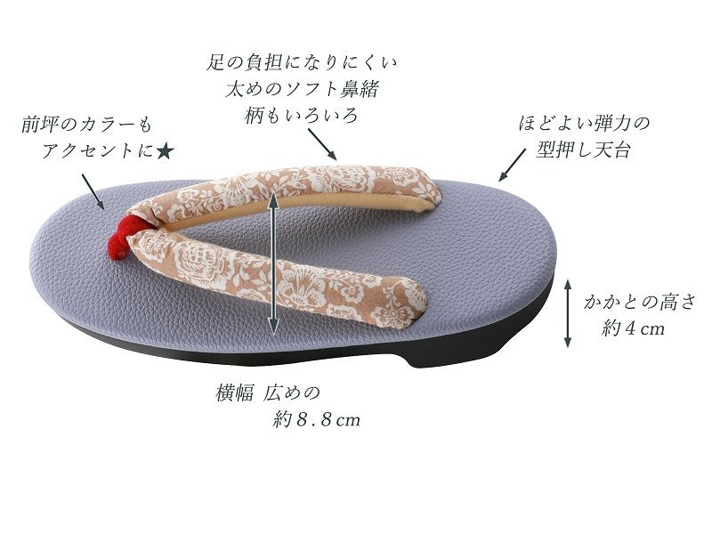 大奉仕◆ウレタンソール◆草履 型押し ソフト鼻緒 LLサイズ 大きいサイズ お洒落 zh-306 (46)_画像2