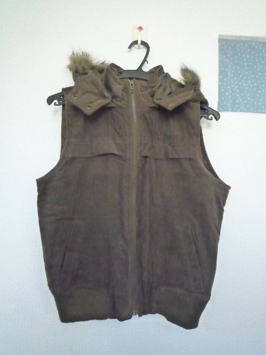 * CASTANETS CLUB hood & fur removed possible corduroy cotton inside go in Zip up the best light brown group ( L )