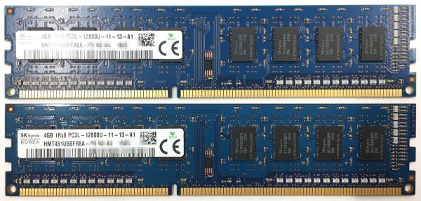 【4GB×4枚組】低電圧版 SKhynix PC3L-12800U(PC3L-1600) 1R×8 中古メモリー デスクトップ用 DDR3L 即決 動作保証【送料無料】_画像3