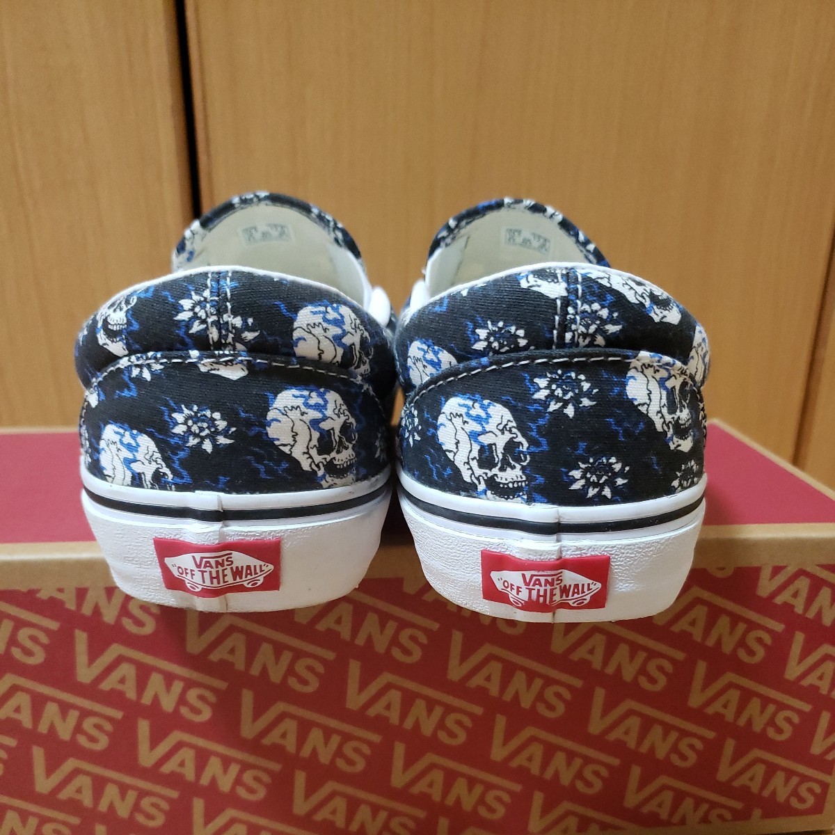 VANS スリッポン フラッシュ スカル フラワー US企画 バンズ ドクロ 骸骨の画像3