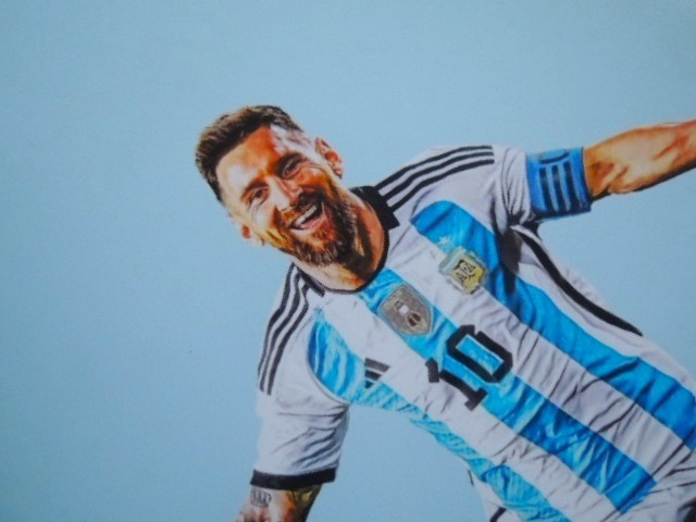 A4 額付き ポスター メッシ Messi アート アルゼンチン 代表サッカー リオネルメッシ 10番 フォトフレーム 額装済み_画像3