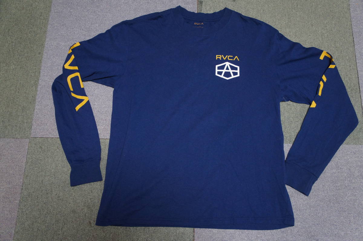 送込み 新品 RVCA ルーカ 希少 完売 アンドリューレイノルズ しぐネーチャー ロングスリーブTシャツ ブルー スケボー サーフ _画像1