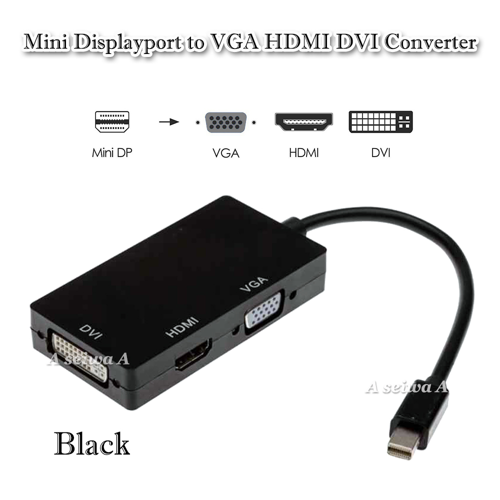 MDP to VGA DVI HDMI 変換アダプター(ブラック)_画像1