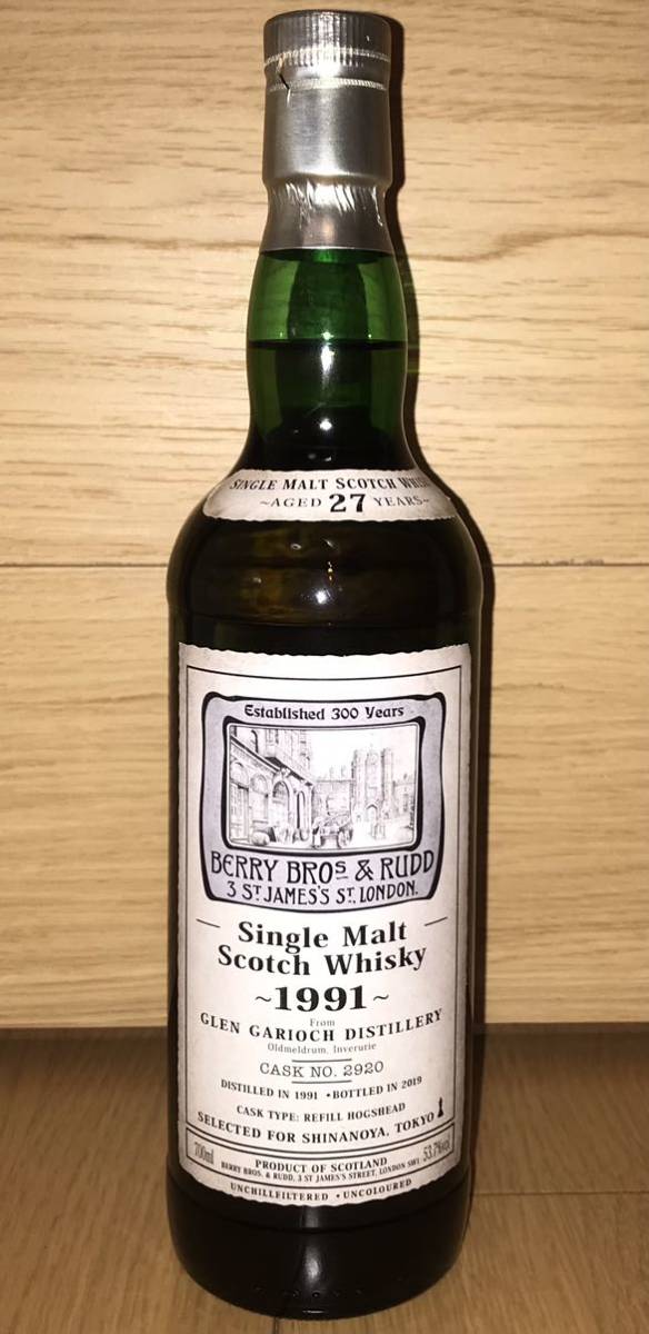 Glen Garioch グレンギリー [1991] 27年 ホグスヘッド#2920 for SHINANOYA【BB&R/レトロラベル】1991 53.7% 信濃屋_画像1