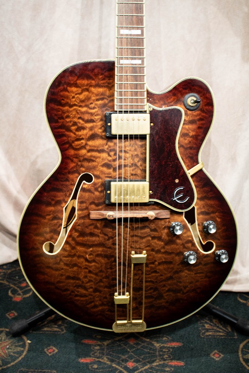 ♪Epiphone BROADWAY BROWN Quilt Maple エピフォン フルアコ エレキギター ☆D0222_画像2