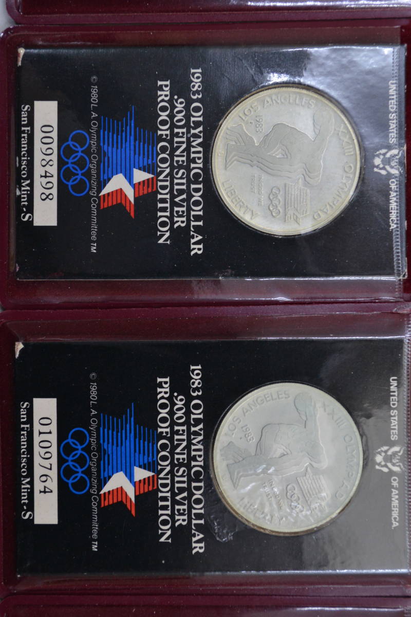 1983年 オリンピック　銀貨　.900 FINE SILVER 6点まとめて　ケース付 アンティーク 骨董_画像3