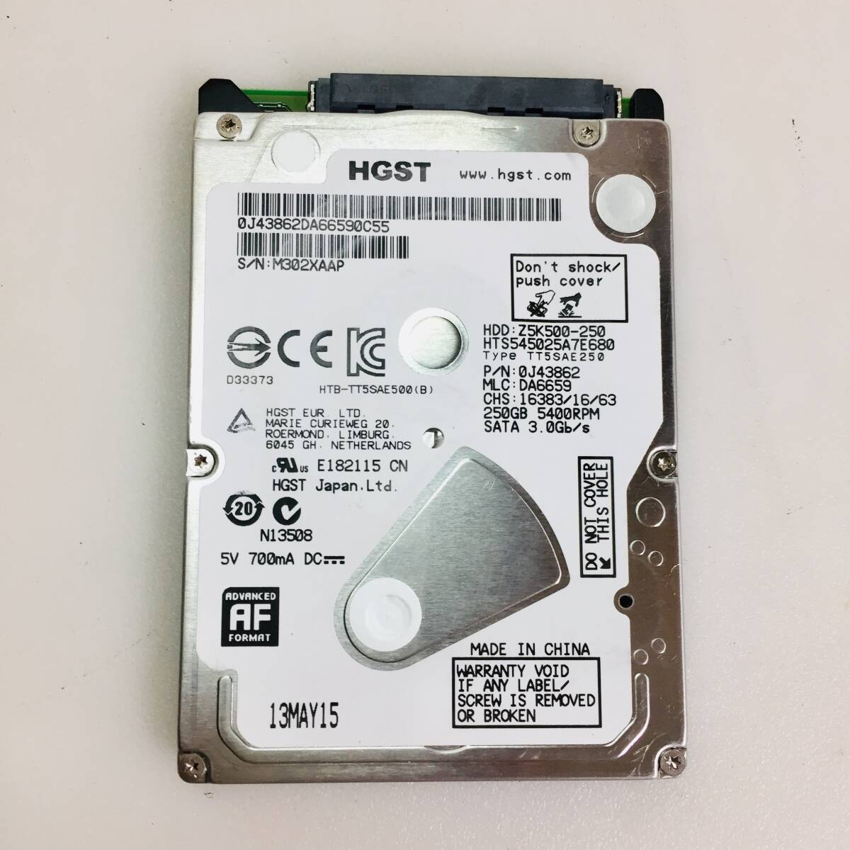 □13837時間 HGST Travelstar HTS545025A7E680 2.5インチHDD 『正常判定』 250GB_画像1