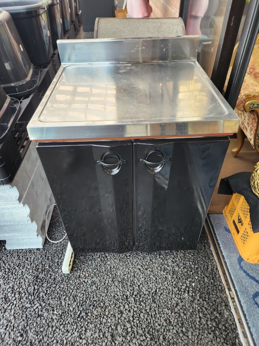 中古】 A07333 1槽シンク シンク下扉付 バック・サイドガード付 中古】 A07333 1槽シンク シンク下扉付 バック・サイドガード付