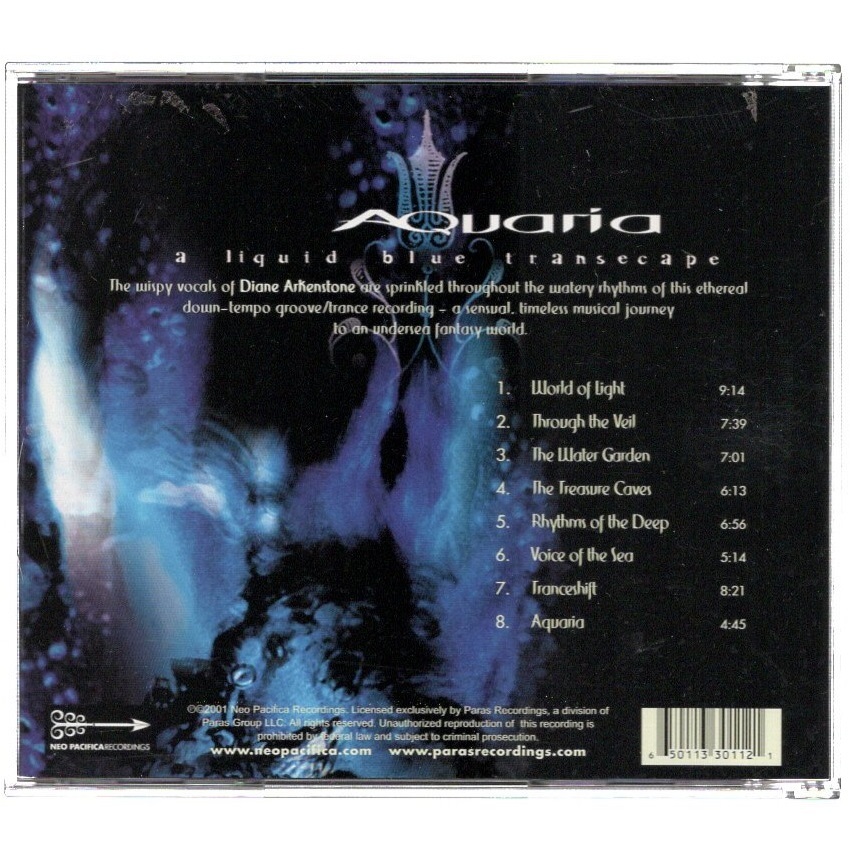 音楽CD Diane Arkenstone(ダイアン・アーカンストーン) 「Aquaria(A Liquid Blue Trancescape)」Neo Pacifica NP 3011 輸入盤 冒頭再生確認の画像2