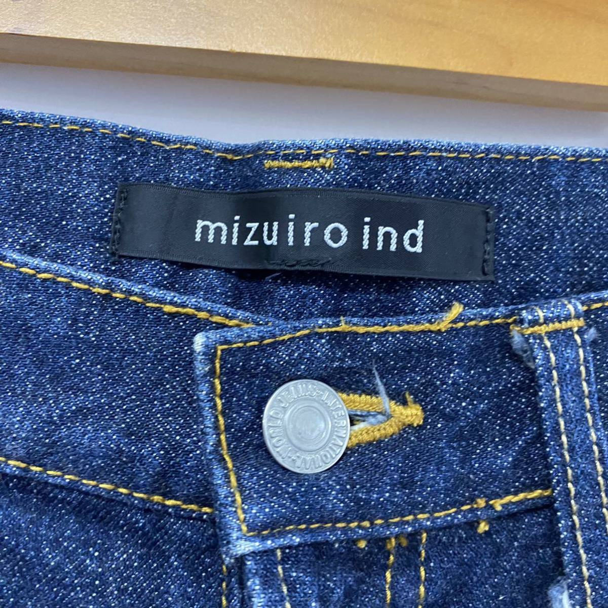 Mizuiro ind デニムパンツ ジーンズ パンツ デニム 古着 ジーパン インディゴ サイズ2 ポケット_画像6