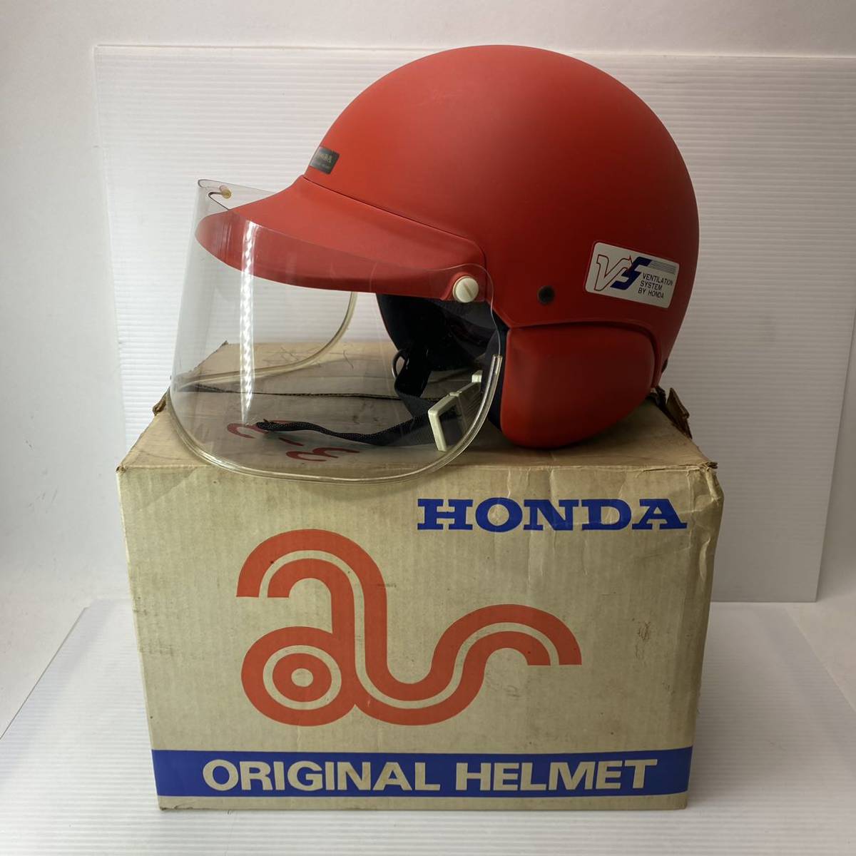 HONDA ホンダ ヘルメット ジェット 半キャップ タイプ 赤 レッド系 レトロ 当時物 バイク用品_画像1