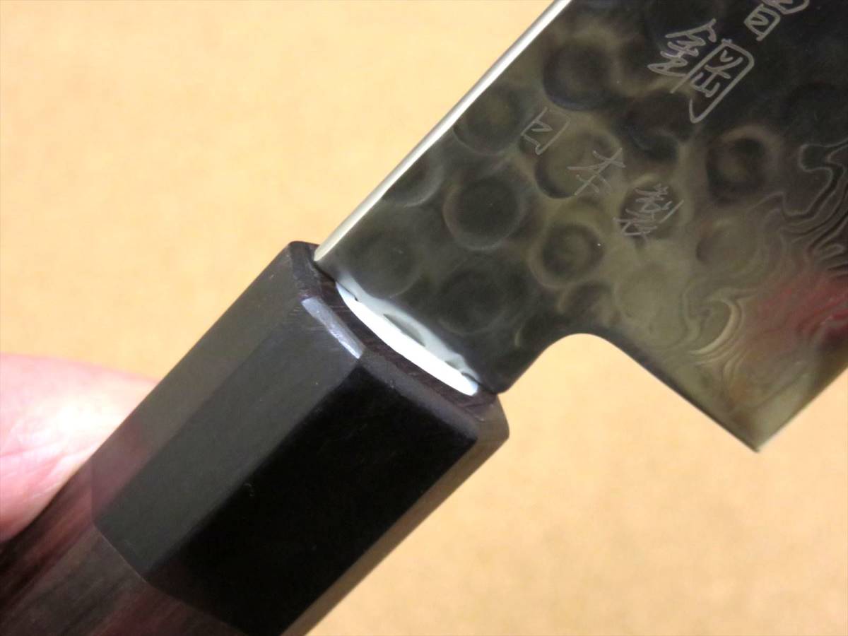 関の刃物 三徳包丁 18cm (180mm) 富士觀 鎚目鍛造 ダマスカス 45層 10A ステンレス 家庭用 肉 魚 野菜切り 両刃万能包丁 文化包丁 日本製