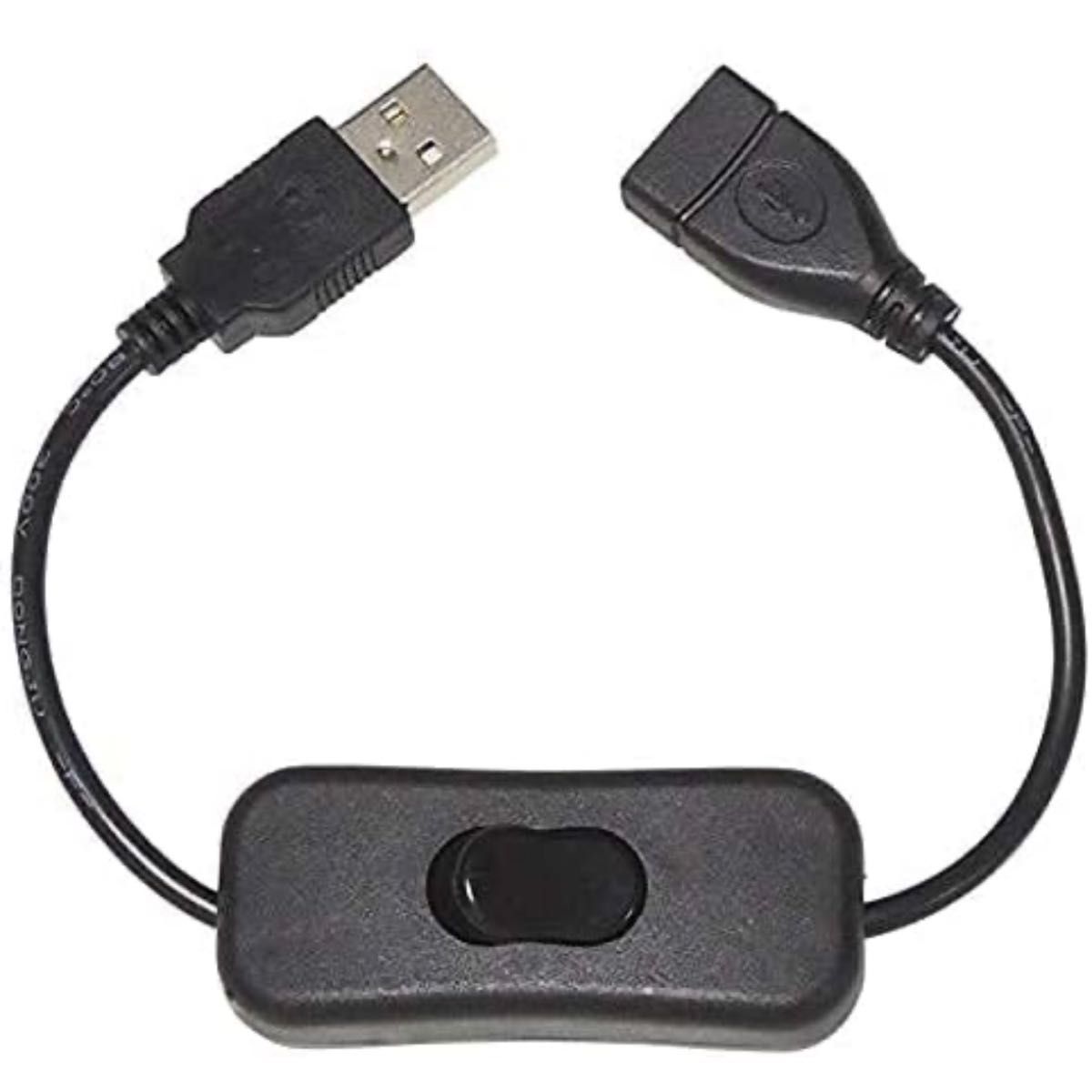 スイッチ付き USB電源コード 28cm(USBオス/メス)給電・充電のみ  USB電源