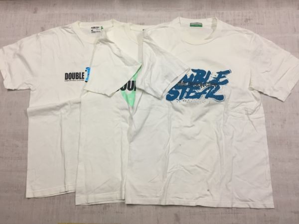 ダブルスティール DOUBLE STEAL オールド ストリート ヒップホップ 半袖Tシャツ 3点セット メンズ L 白_画像1