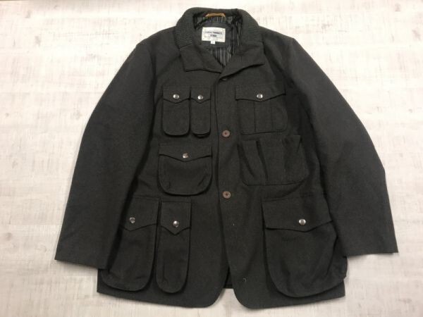 カンサイヤマモト KANSAI YAMAMOTO HOMME テック オールド古着 マルチポケット ハンティング ウール ジャケット メンズ 3つボタン L グレー_画像1