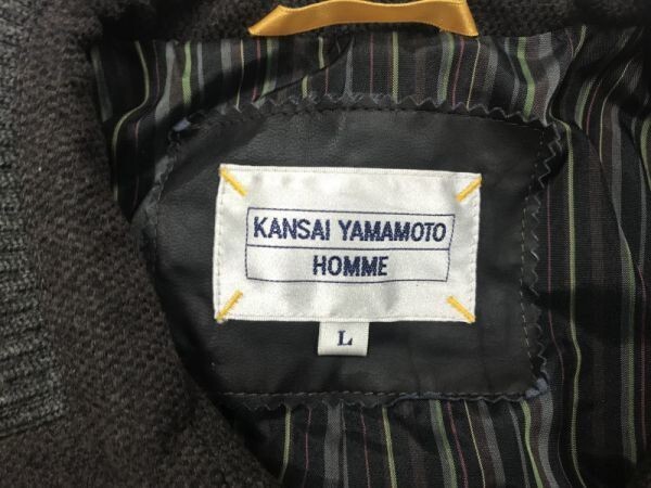 カンサイヤマモト KANSAI YAMAMOTO HOMME テック オールド古着 マルチポケット ハンティング ウール ジャケット メンズ 3つボタン L グレー_画像2