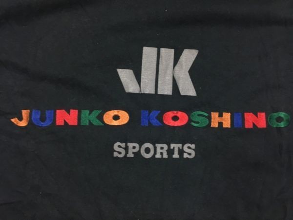 ジュンココシノ JUNKO KOSHINO レトロ オールド 古着 スポーツ ロゴプリント 刺繍 半袖Tシャツ メンズ 日本製 LL 黒の画像3