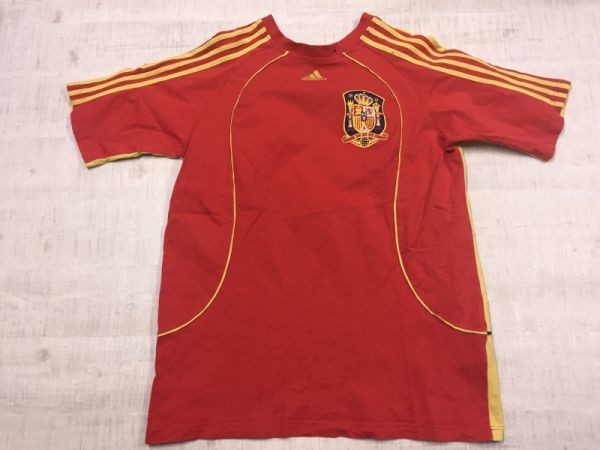 アディダス adidas サッカー スペイン代表 スポーツ リバーシブル 半袖ユニフォームTシャツ メンズ 大きいサイズ XL 赤_画像1