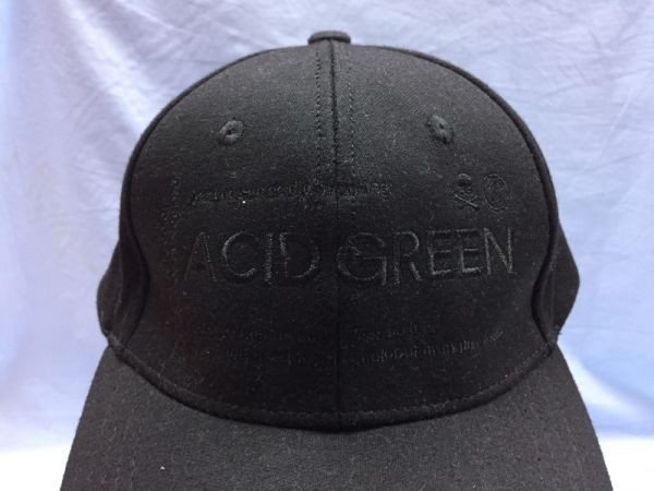 ストリート モード スポーツ 刺繍 ACID GREEN アジャスターキャップ 帽子 メンズ ポリエステル65% コットン35% 59cm 黒_画像3