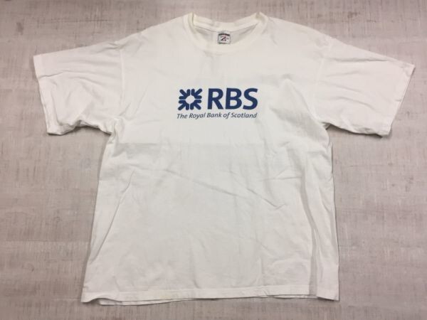 RBS The Royal Bank of Scotland ロイヤルバンクオブスコットランド スーベニア 企業物 オールド古着 半袖Tシャツ メンズ L 白の画像1