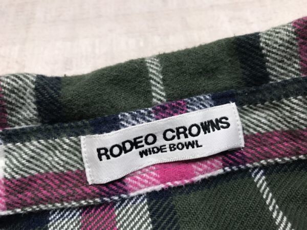 ロデオクラウンズ Rodeo Crowns ギャル オーバーシルエット チェック 長袖コットンネルシャツ レディース コットン100% F 緑/ピンク_画像2