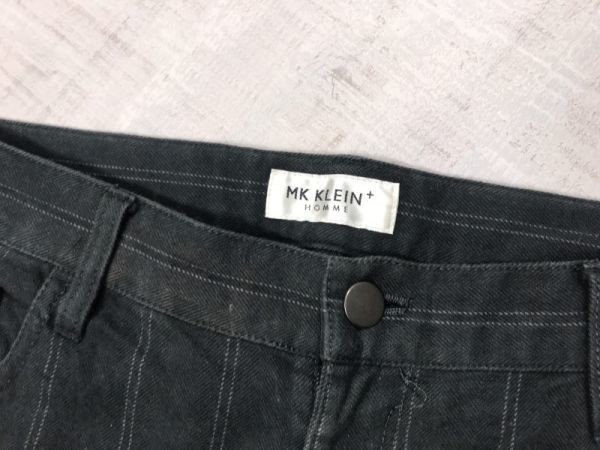 MK KLEIN HOMME ミシェルクラン オム ストライプ フェアリーグランジ Y2K 00s 古着 ブーツカット フレア パンツ ボトムス メンズ 48 黒_画像2