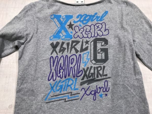 エックスガール X-girl 日本製 Y2K 00s ストリート ロンT 長袖Tシャツ カットソー レディース 2 グレー_画像3