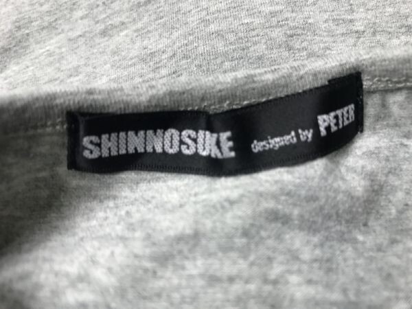 SHINNOSUKE designed by PETER ピーター 池畑慎之介 Y2K 00s セレブ ラメ スカル 長袖Tシャツ ロンT レディース M グレー_画像3