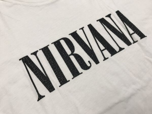 ジーユー GU × ニルヴァーナ NIRVANA 半袖Tシャツ メンズ コラボ ロゴプリント バンドT ロックT グランジ 大きいサイズ XL 白_画像3