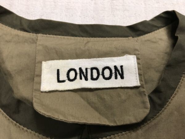 LONDON アメカジ モード ミリタリー バイカラー ノーカラー MA-1型 五分袖ブルゾン ジャケット レディース コットン混合 ベージュ/カーキの画像2