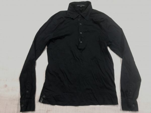 セオリー theory レトロ モード フライス 長袖ポロシャツ レディース 日本製 40 黒_画像1