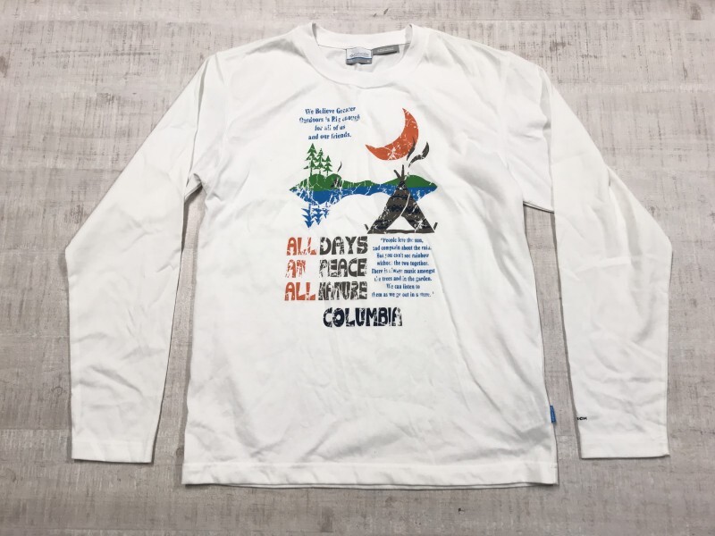 コロンビア Columbia オムニウィック OMNI-WICK 吸湿速乾 テック アウトドア スポーツ ロンT 長袖Tシャツ カットソー メンズ M 白の画像1