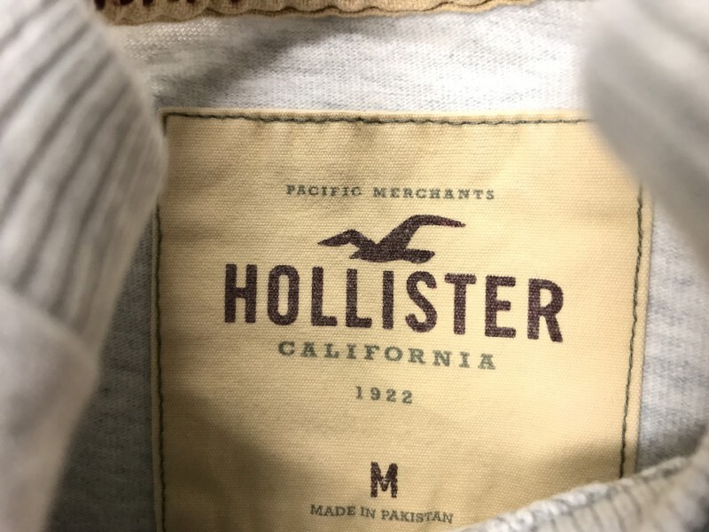 ホリスター Hollister アメカジ サーフ ストリート 肉厚 霜降り 袖プリント ロンT 長袖Tシャツ カットソー メンズ M グレー_画像3