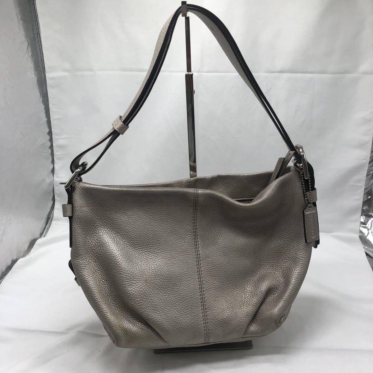 COACH コーチ　イーストウエストダッフル・ショルダーバッグ № H1071-F15065 シルバーグレー　中古　YS GWHL_画像1