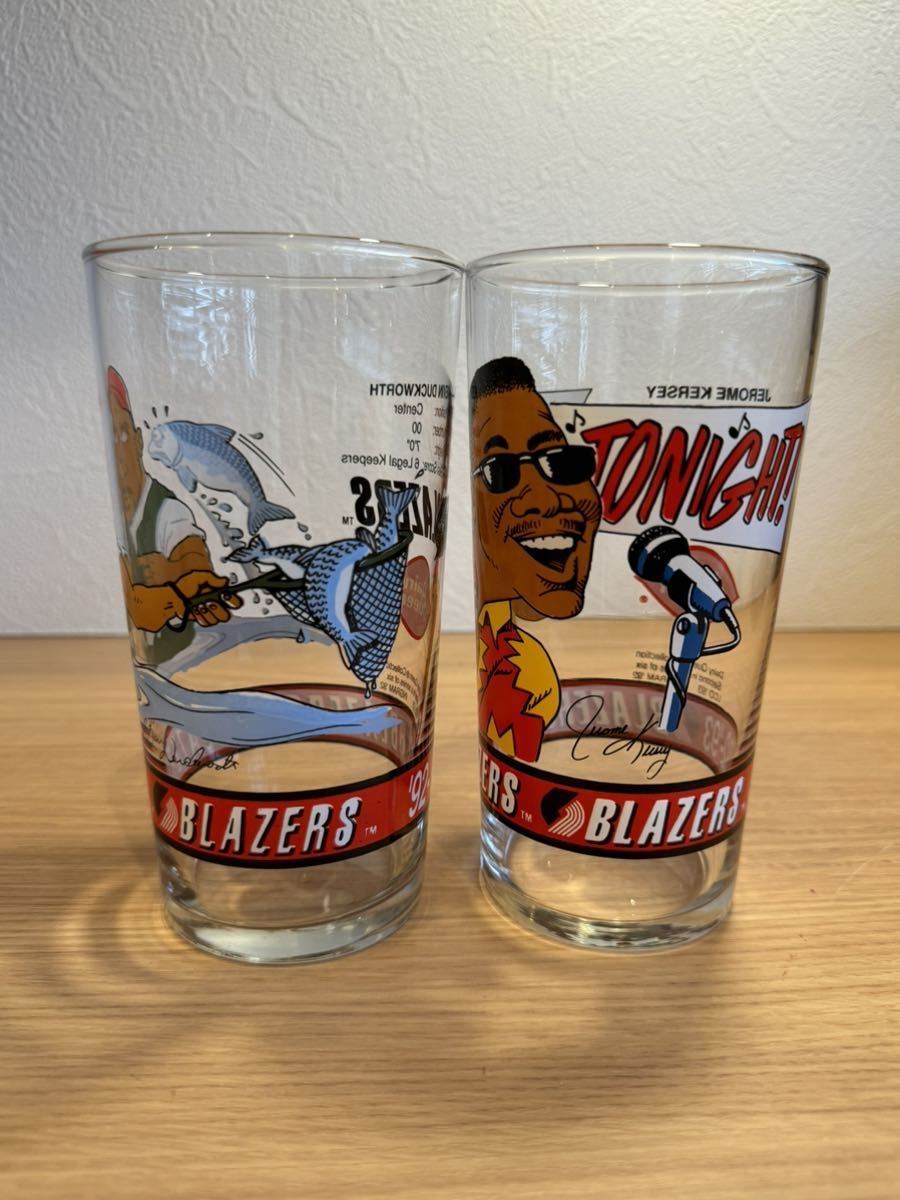NBA Blazers '92-'93 ビンテージ グラス ブレイザーズ バスケットボール デイリークイーン ノベルティ ガラスコップ USA 雑貨 レトロ 2個_画像4