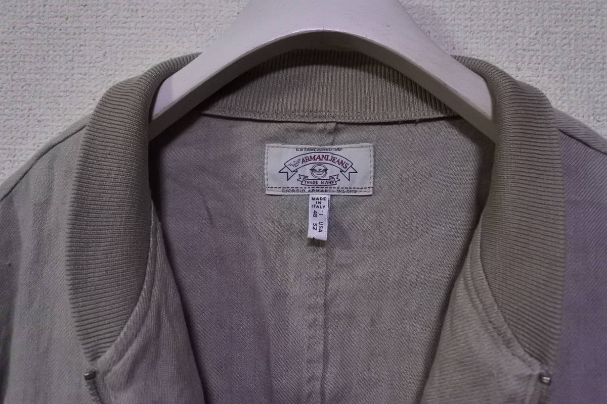 80's ARMANI JEANS Linen Bomber Jacket size 48 リネン ボンバージャケット イタリア製 アーカイブ_画像5