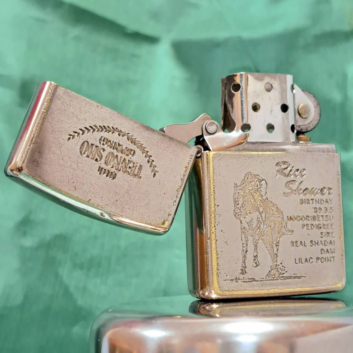 1000円～ zippo 美品 ライスシャワー 競馬 天皇賞 春 1995年製 ジ シルバー SILVER color ッポー オイルライター USA ZA63_画像4