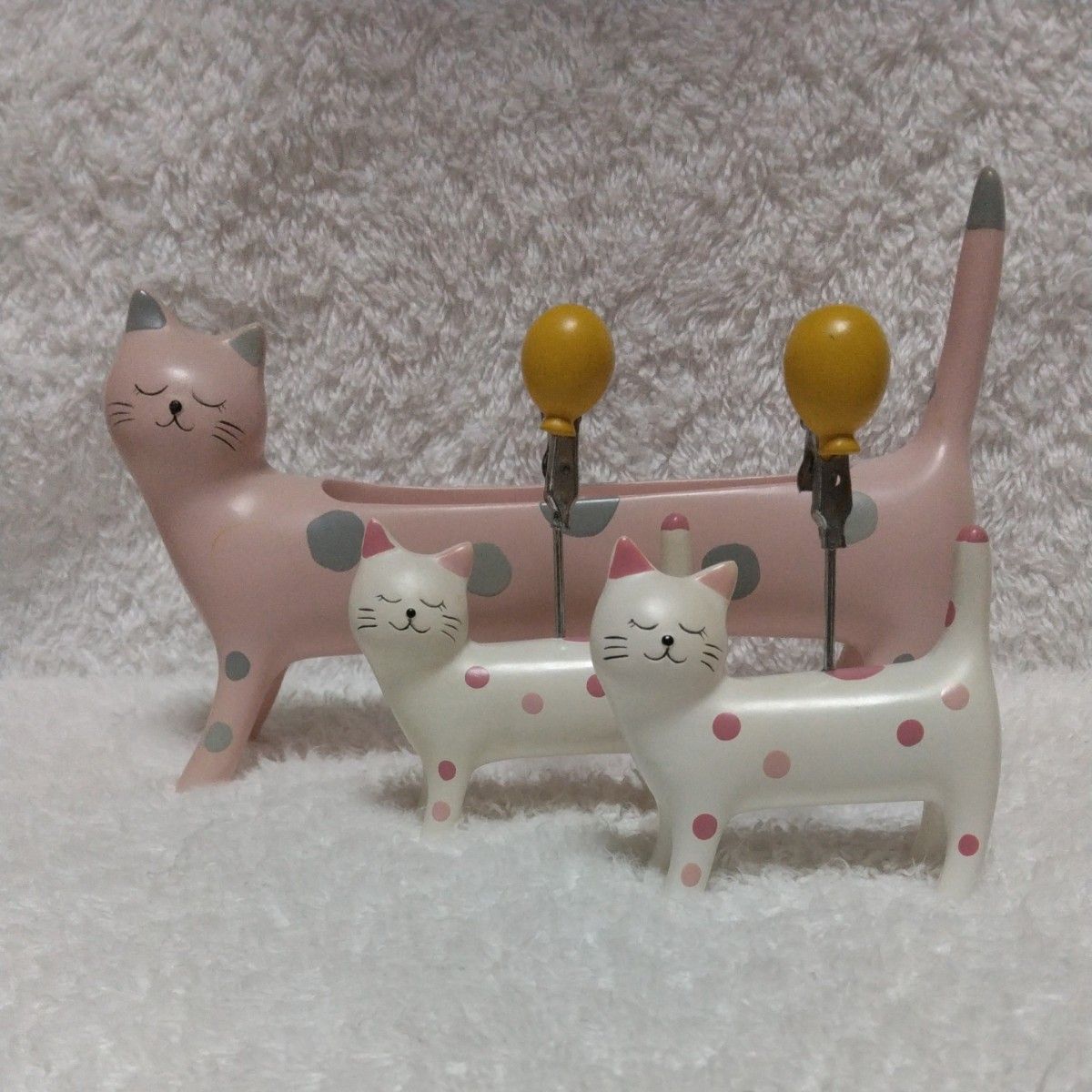 猫の置物・メモスタンド　3個セット　陶器