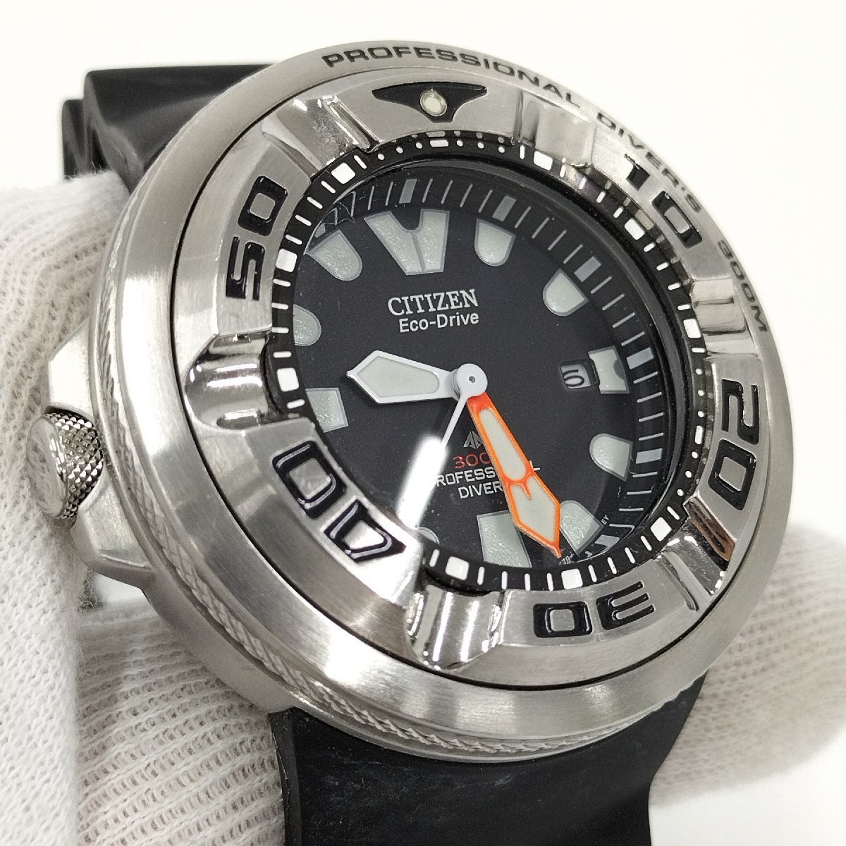 ●CITIZEN シチズン プロフェッショナル ダイバーズ 300m B873-S057892 メンズ腕時計 ブラック文字盤 エコドライブ 中古[ne]u551_画像8