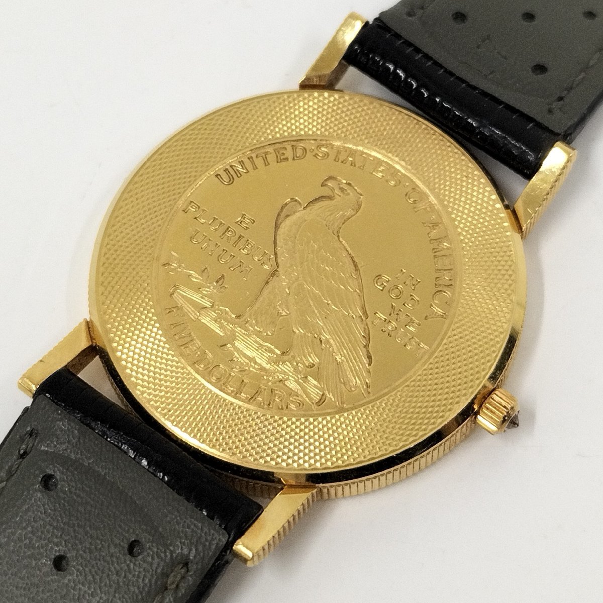 ●CORUM コルム インディアンヘッド コインウォッチ K18 ダイヤ 腕時計 ゴールド文字盤 クォーツ 中古[ne]u559_画像7