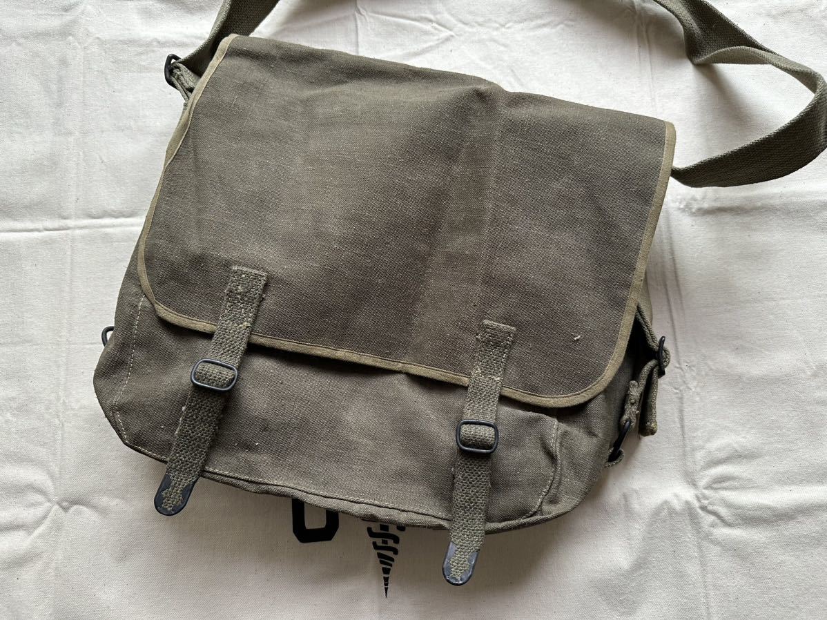  genuine article France army 1950 period cotton linen shoulder bag messenger bag vintage military dead stock new goods Vintage 