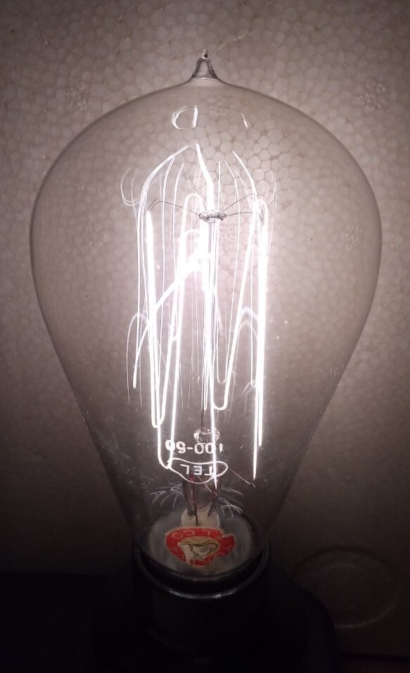 ☆ 趣の有る古い白熱電球 【 TOKIWA TEL 100－60 】 アンティーク エジソン電球 ☆ 時代資料_画像1