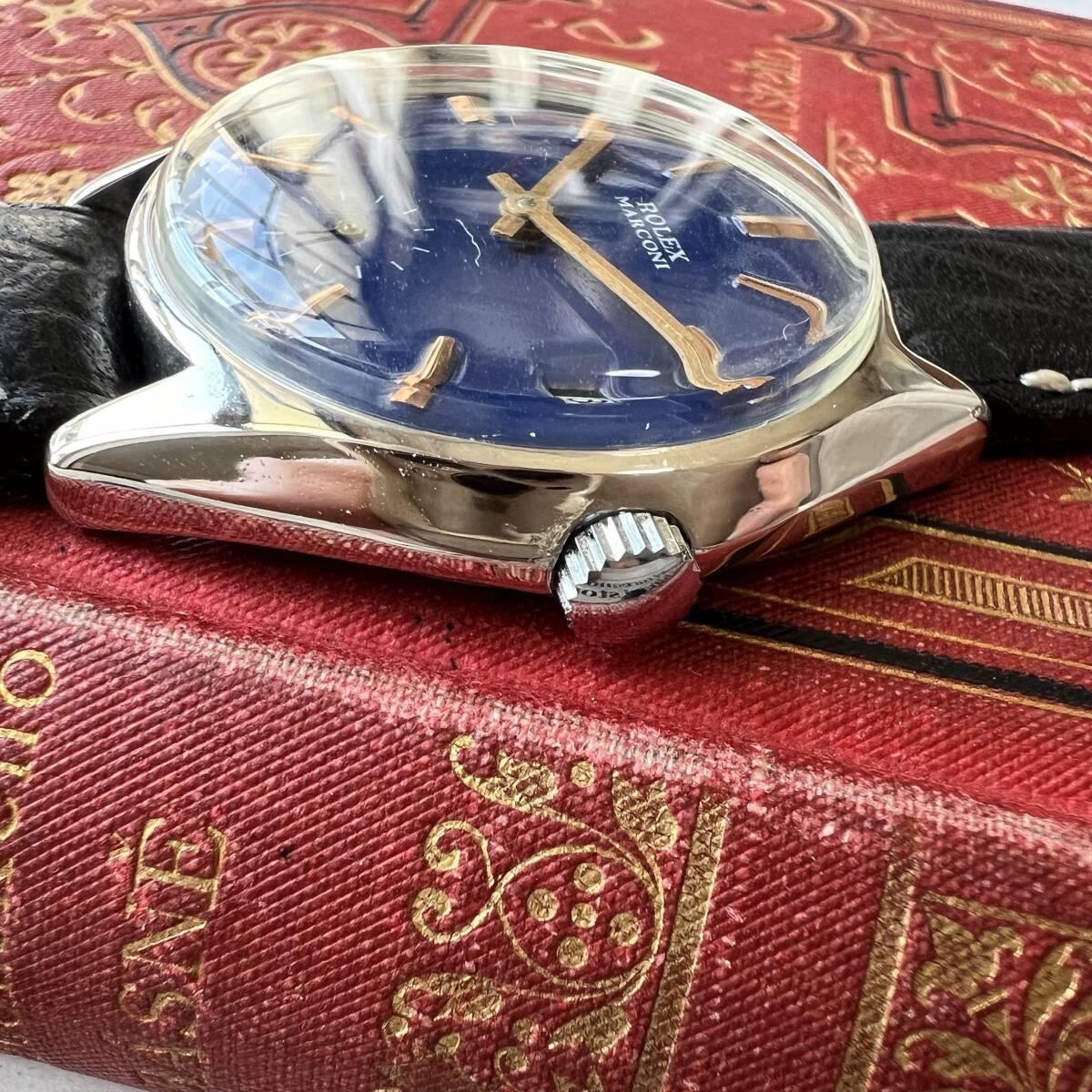 rolex ロレックス マルコーニ 1910 ブルーダイヤル ステンレス 手巻き 動作良好 デイト メンズ腕時計の画像4