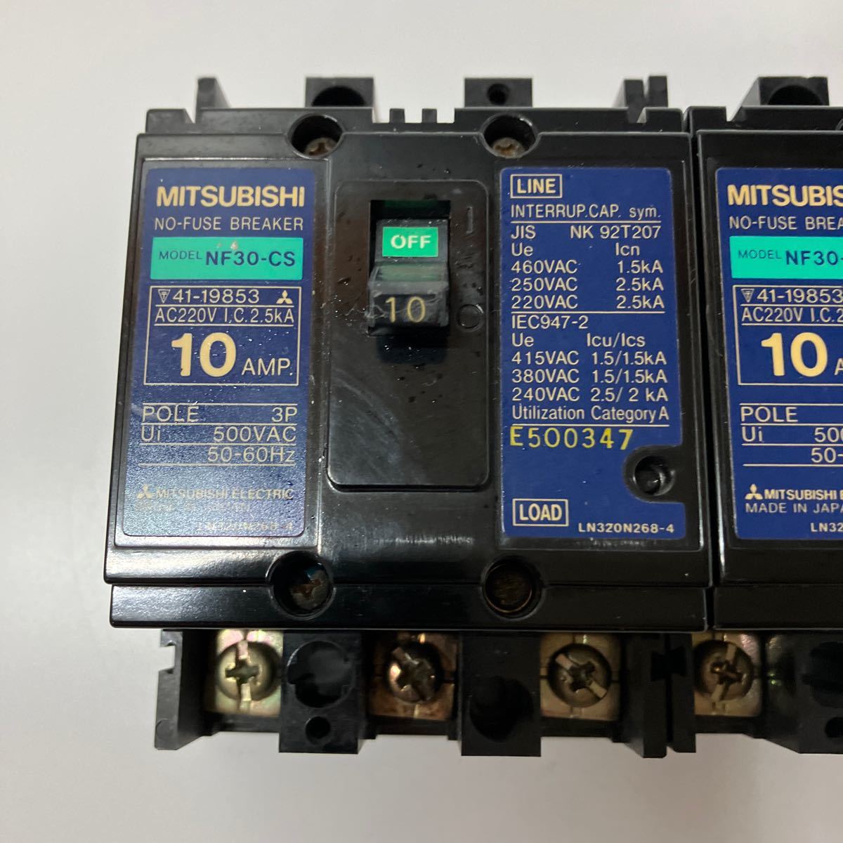 三菱　MITSUBISHI　NF30-CS　ノーヒューズブレーカ　漏電遮断器　3P　10A　2個まとめ売り　U-965_画像2