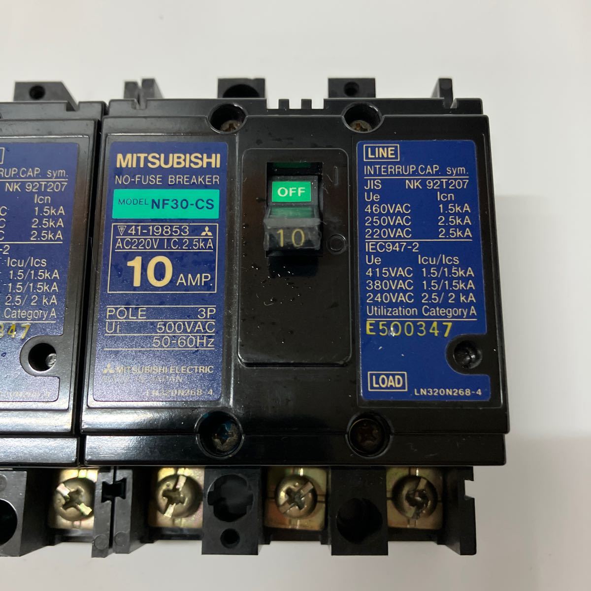 三菱　MITSUBISHI　NF30-CS　ノーヒューズブレーカ　漏電遮断器　3P　10A　2個まとめ売り　U-965_画像3
