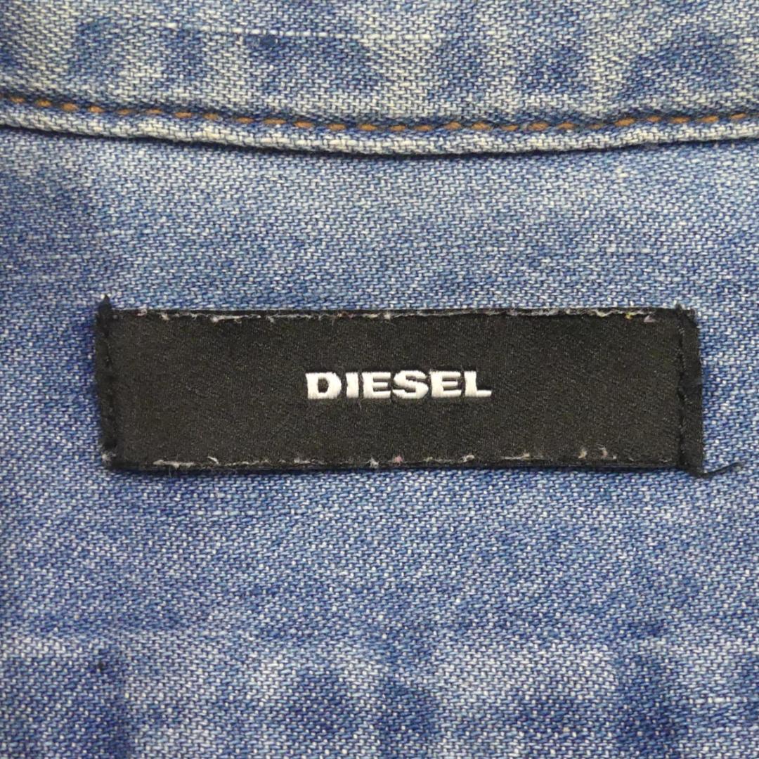 即決★DIESEL★メンズS デニムシャツ ディーゼル 紺 ネイビー インディゴ 長袖 ウエスタンシャツ